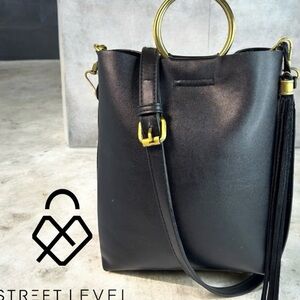 Street Level Black Shoulder Bag